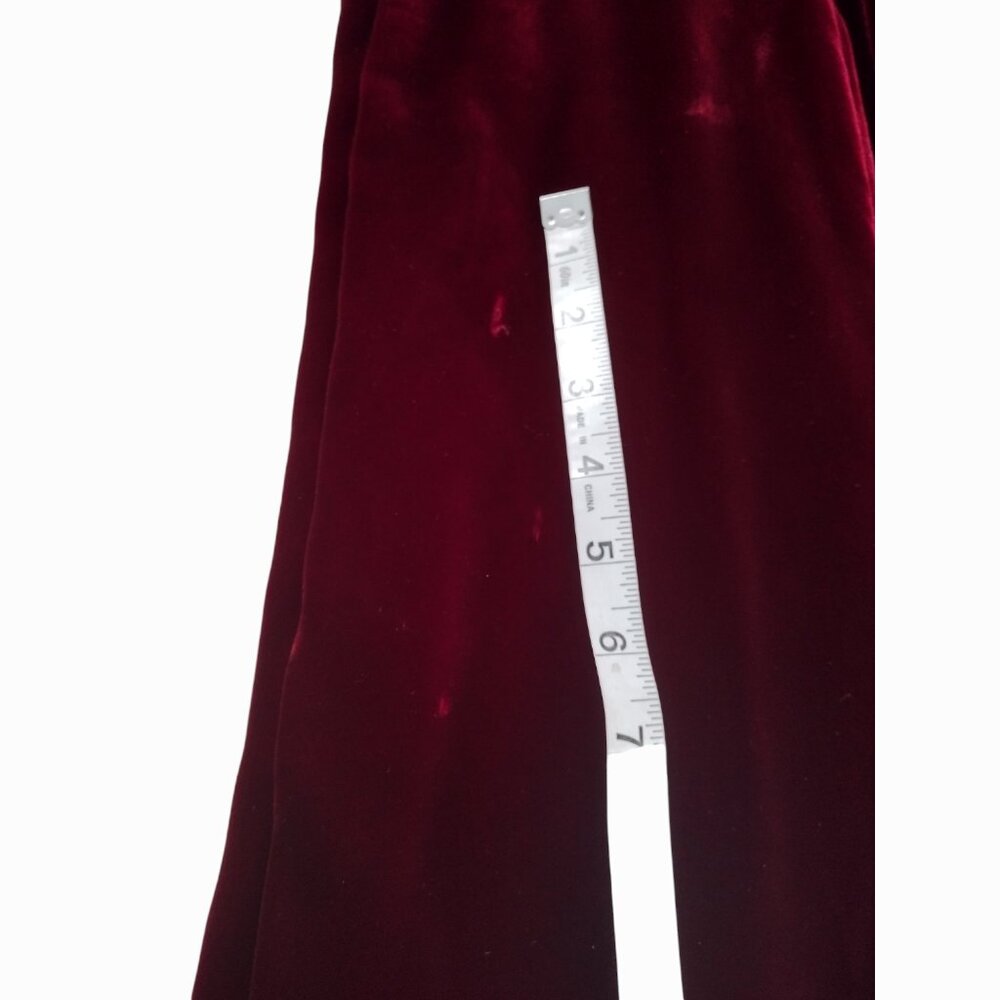 Vintage 1970s Red Velvet Empire Waist Long Sleeved Mock Neck Maxi Dress - Picture 7 of 13